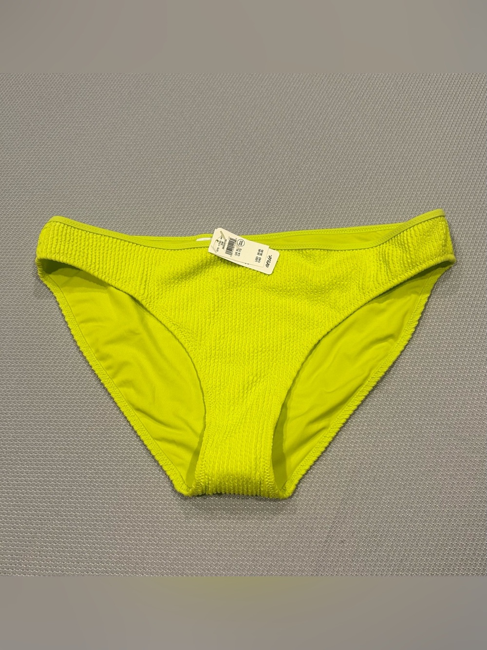 NWT Aerie Neon Lemon Lime Yellow Crinkle Textured Bikini Bottom XL